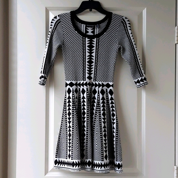 Nina Leonard Black & White Geo Print Dress XS - Picture 2 of 8
